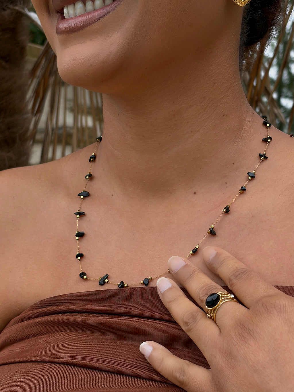 COLLIER SAUTOIR ÉBÈNE
